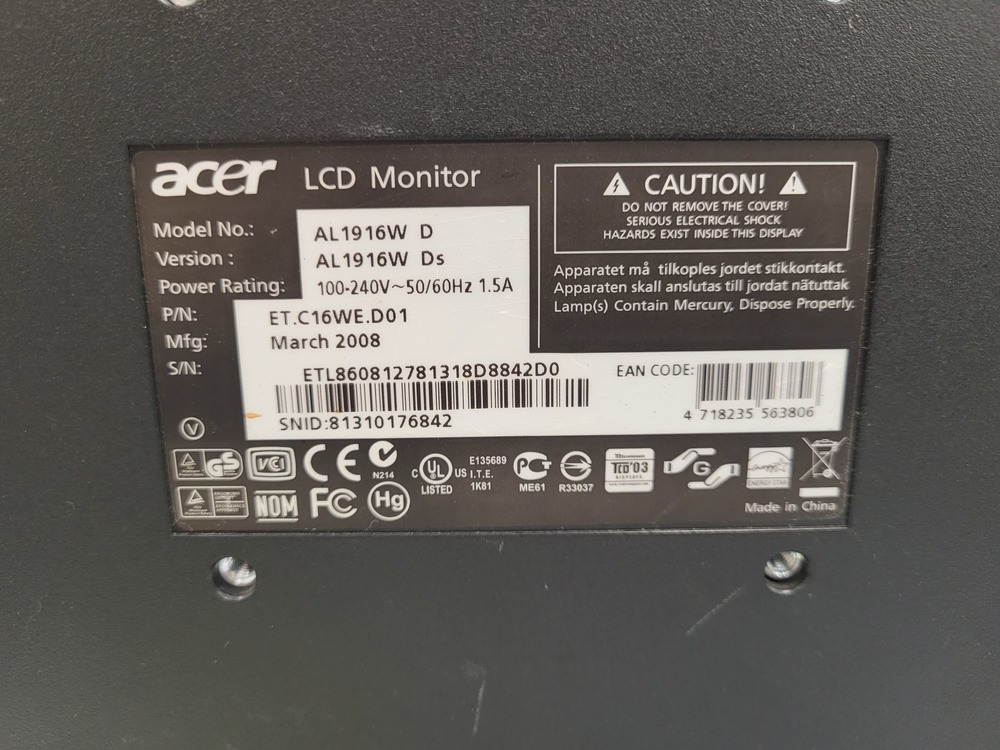 Монитор Acer AL1916WD