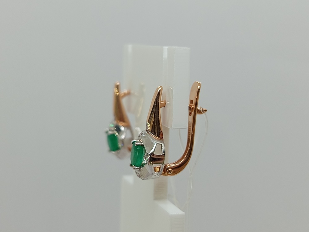 СЕРЬГИ Бриллиант, изумруд (Au 585)