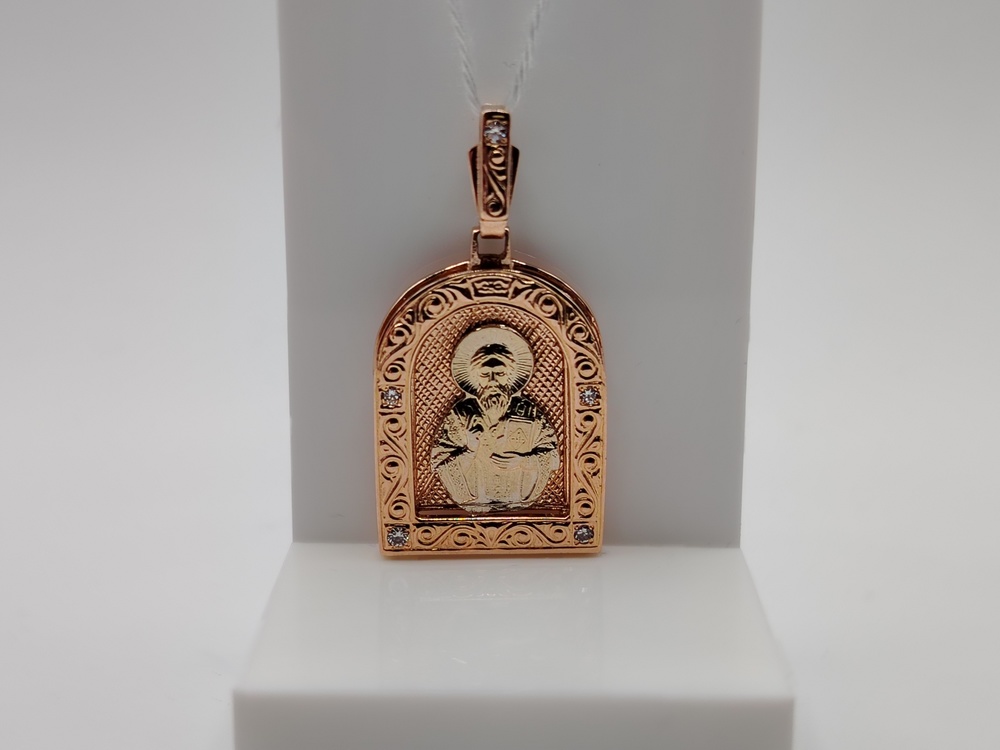 ПОДИКИ585 ПОДВЕСКА ИКОНА С КАМНЯМИ (Au 585)