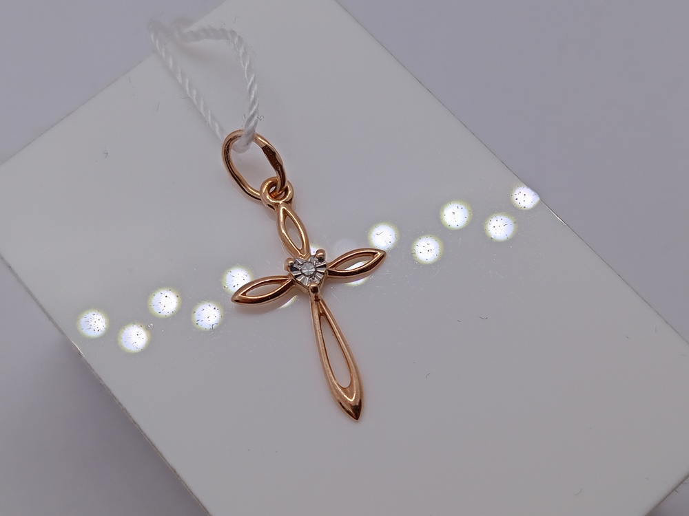 ПОДВЕСКА КРЕСТ С КАМНЕМ (Au 585)