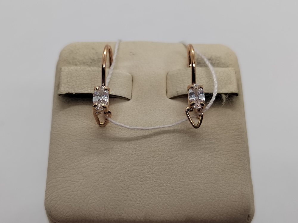 СЕРЬГИ ПЕТЕЛЬКА с камнем (Au 585)