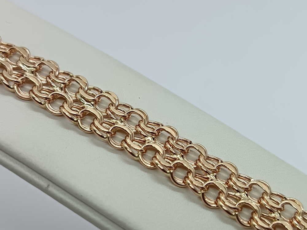 Бисмарк Б70 Двухрядный БРАСЛЕТ ПУСТОТЕЛЫЙ (Au 585)