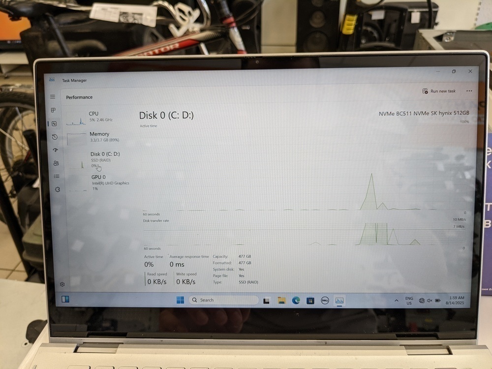 Ноутбук DELL; Core I3-1115G4, Intel UHD Graphics, 4 Гб, 512 GB, Нет