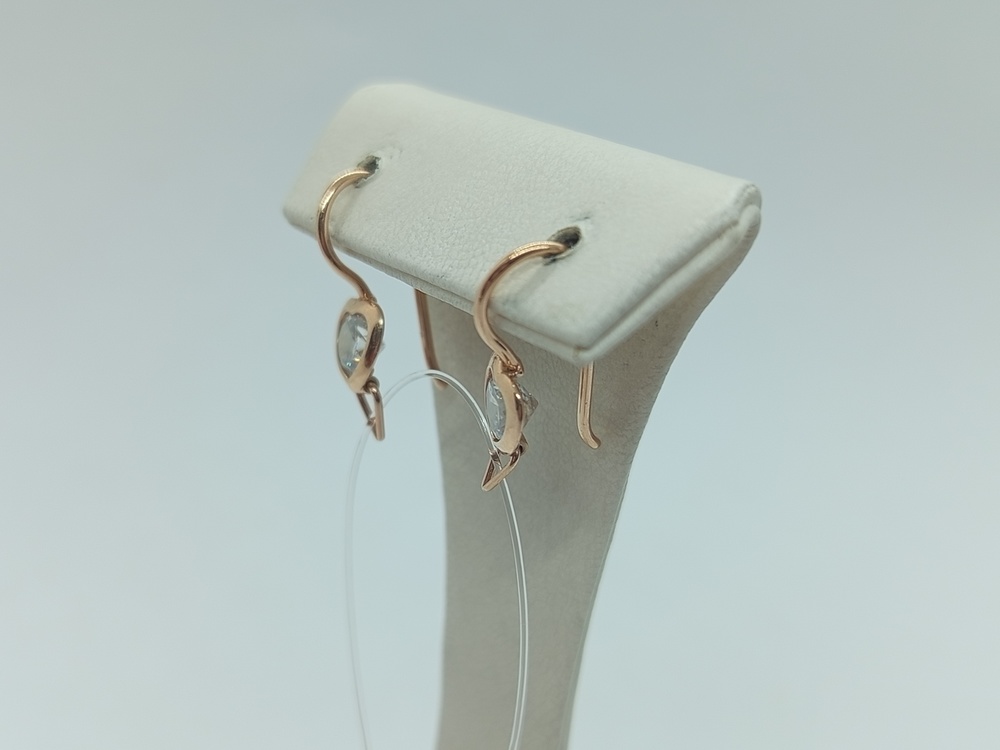 СЕРЬГИ ПЕТЕЛЬКА с камнем (Au 585)