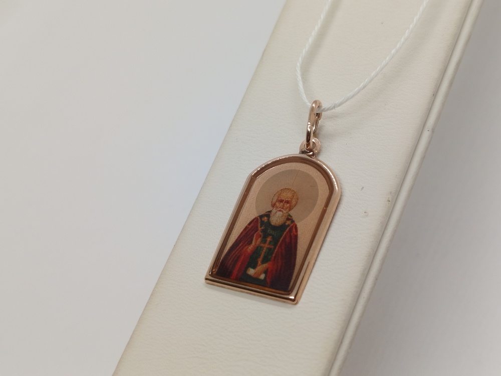 ПОДИКМ585 ПОДВЕСКА ИКОНА С КАМНЕМ (Au 585)