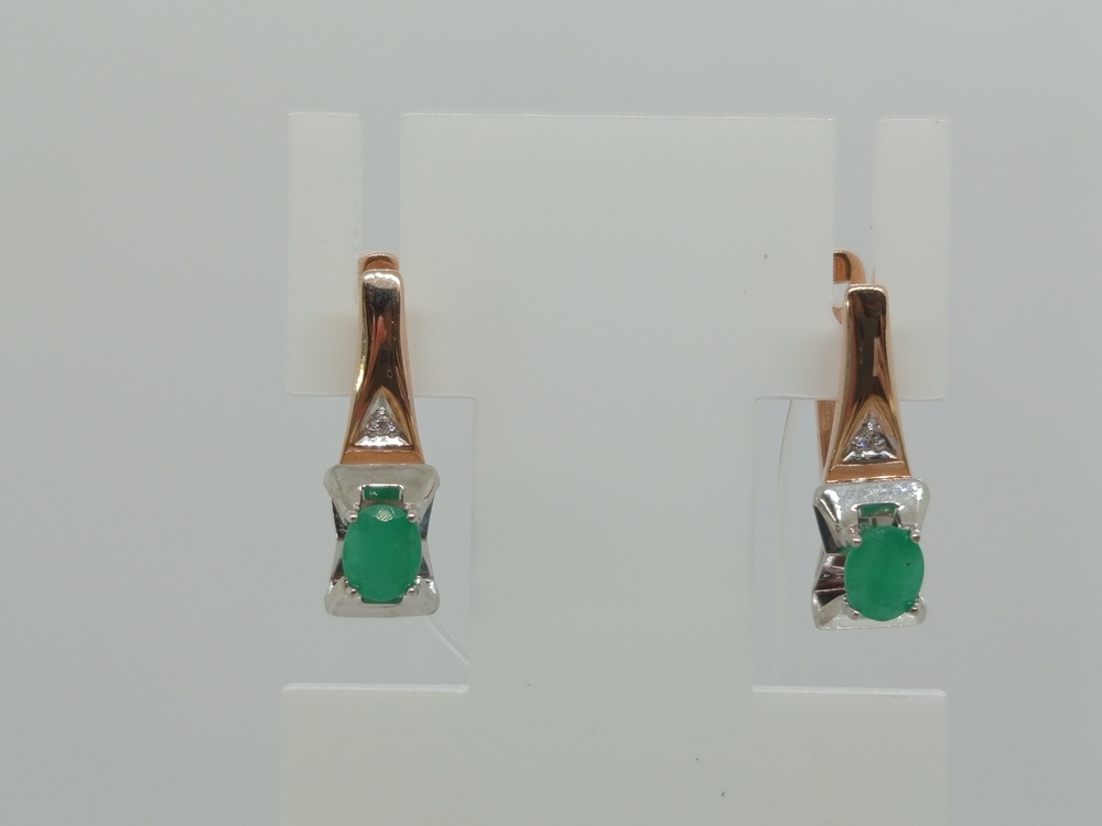СЕРЬГИ Бриллиант, изумруд (Au 585)