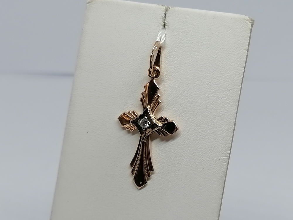 ПОДВЕСКА КРЕСТ С КАМНЕМ (Au 585)