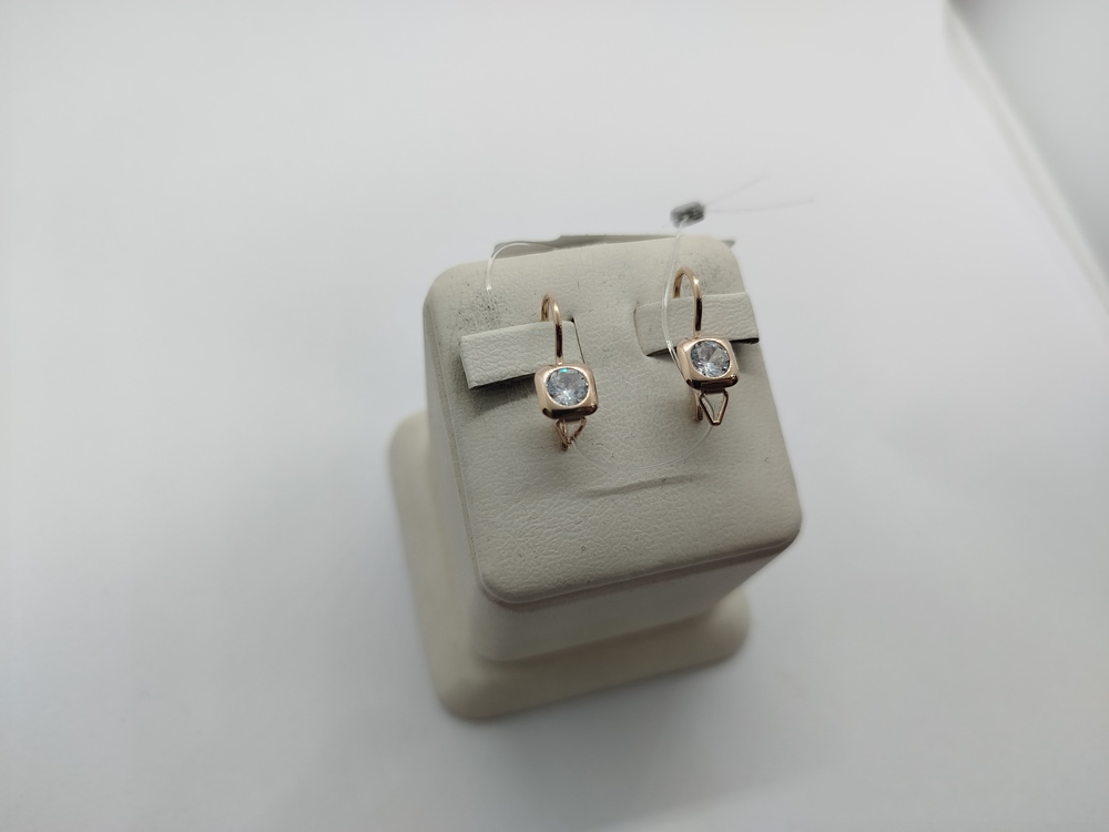 СЕРЬГИ ПЕТЕЛЬКА с камнем (Au 585)