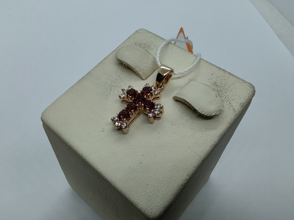 ПОДВЕСКА КРЕСТ С КАМНЯМИ (Au 585)