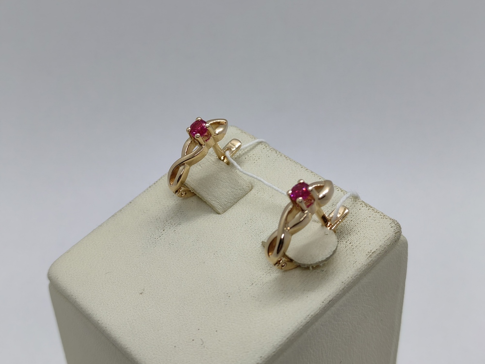 СКМ585 СЕРЬГИ С КАМНЕМ (Au 585)