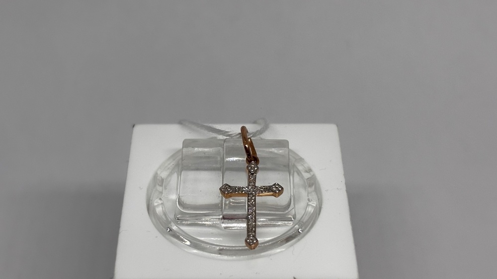 ПОДККИ585 ПОДВЕСКА КРЕСТ С КАМНЯМИ (Au 585)