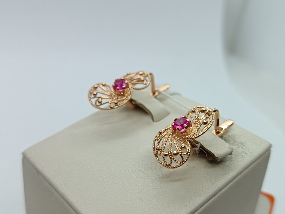 СКМ583 СЕРЬГИ С КАМНЕМ (Au 583)