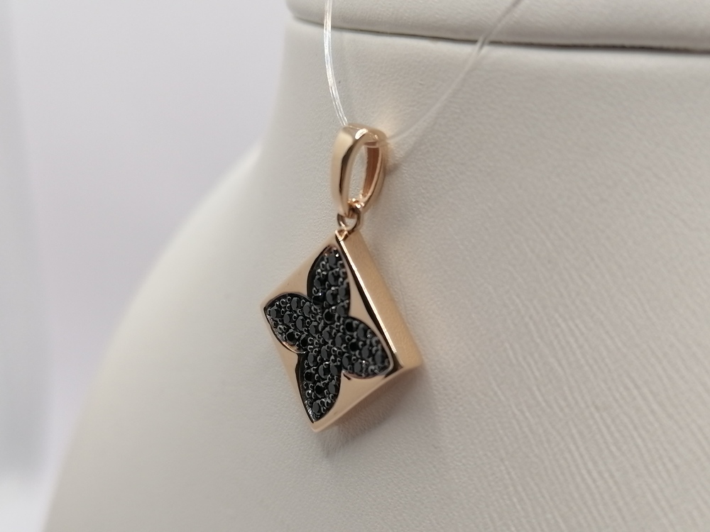 030125 ч ПОДВЕСКА С КАМНЯМИ (Au 585)