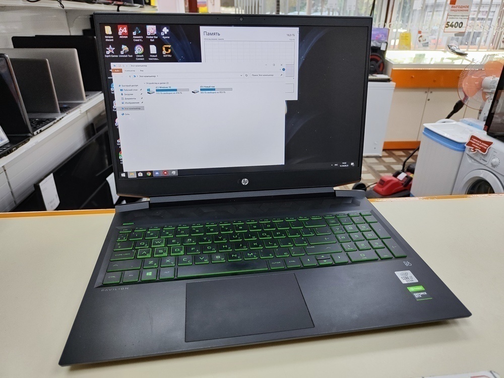 Ноутбук HP Pavilion Gaming; I7-10750H, GeForce GTX 1660 Ti, 16 Гб, 1.5 Tb, Нет