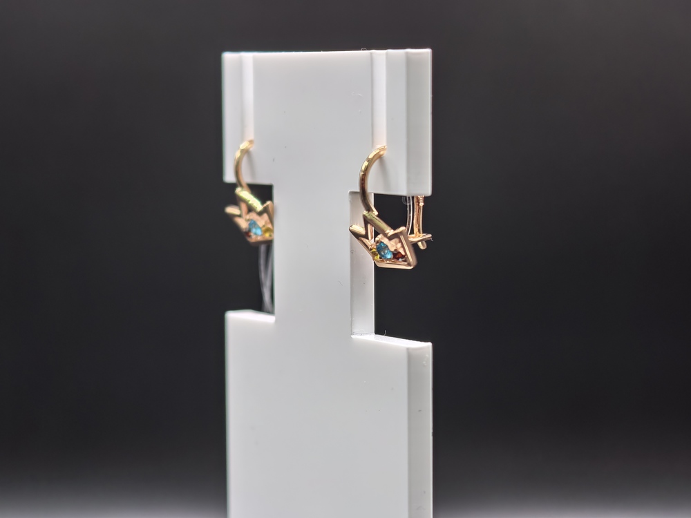 СЕРЬГИ ПЕТЕЛЬКА с камнями (Au 585)