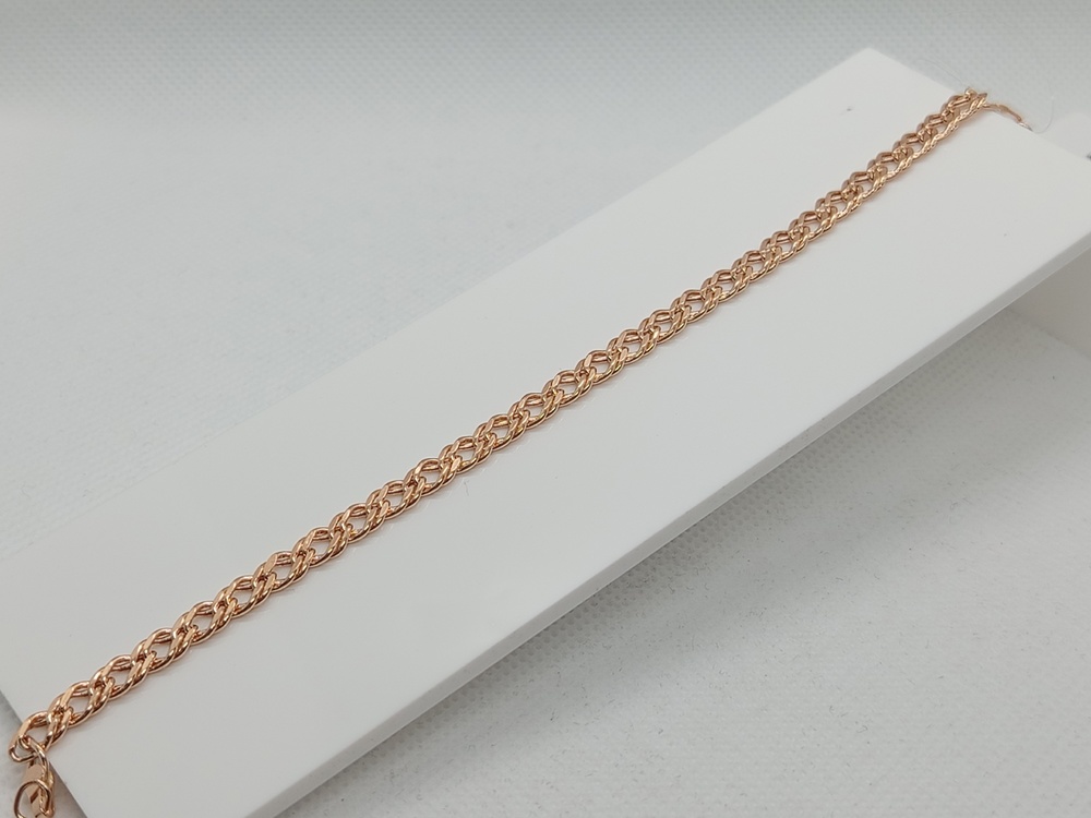 7080154П-18 БРАСЛЕТ ПУСТОТЕЛЫЙ Ромб двойной (Au 585)