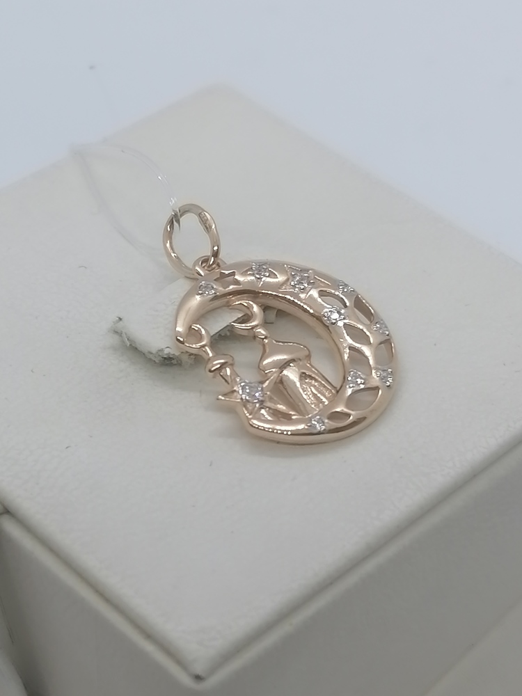 03-2380 ПОДВЕСКА ПОЛУМЕСЯЦ с камнями (Au 585)