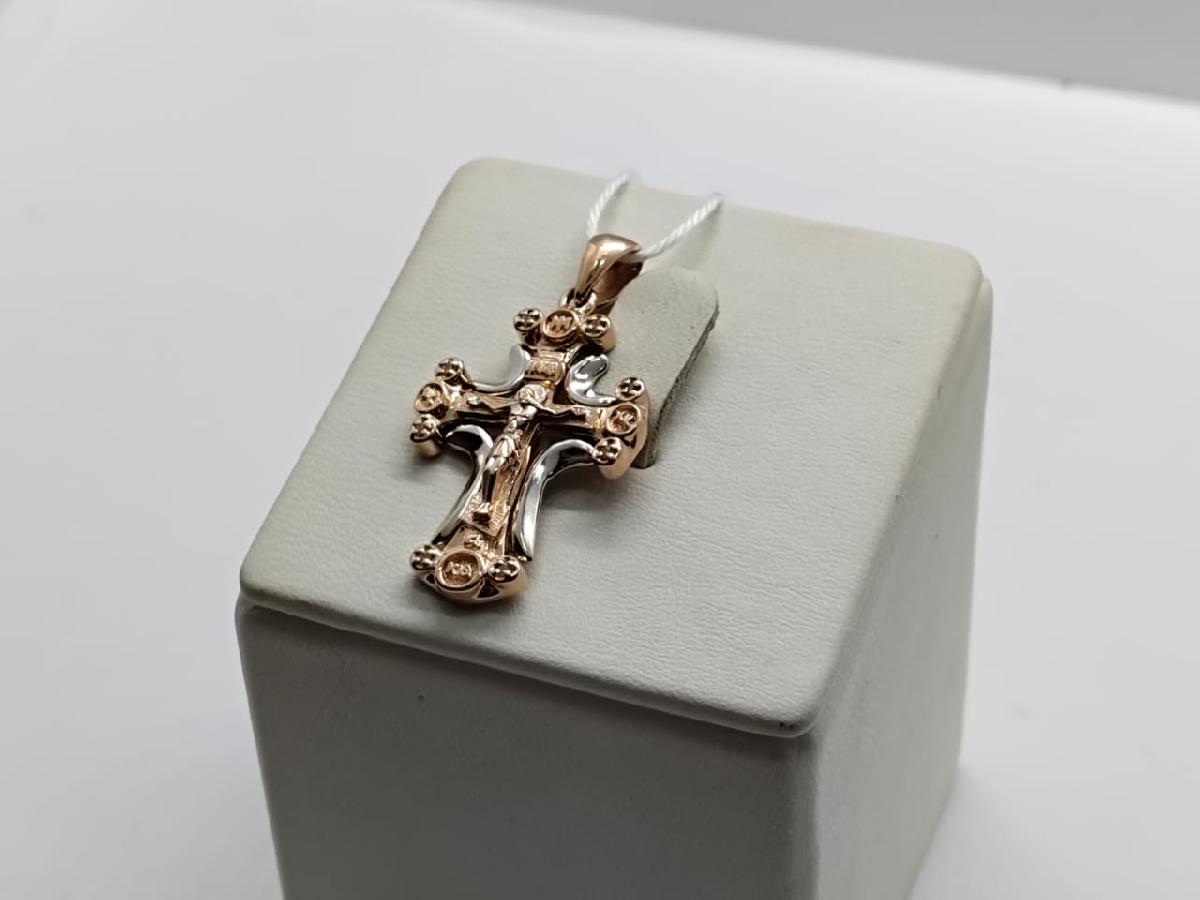 ПОДККИ585 ПОДВЕСКА КРЕСТ С КАМНЯМИ (Au 585)