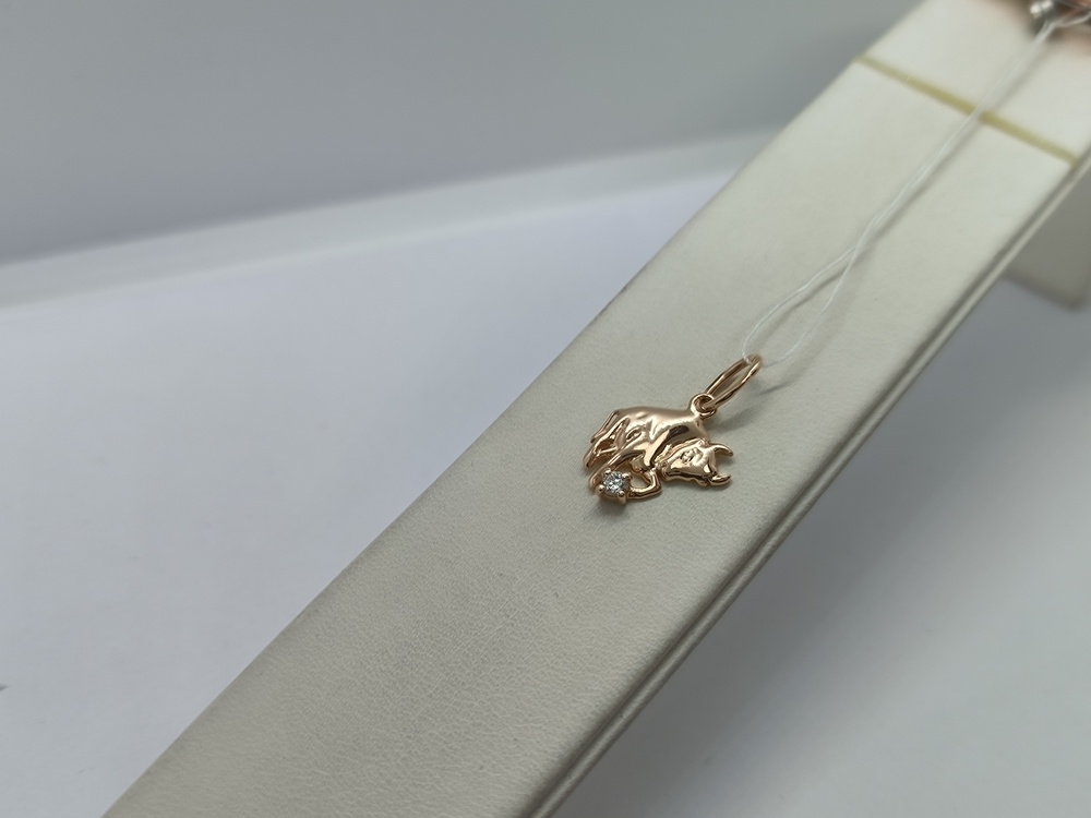 ПОДЗЗТ585 ПОДВЕСКА ЗНАК ЗОДИАКА ТЕЛЕЦ (Au 585)
