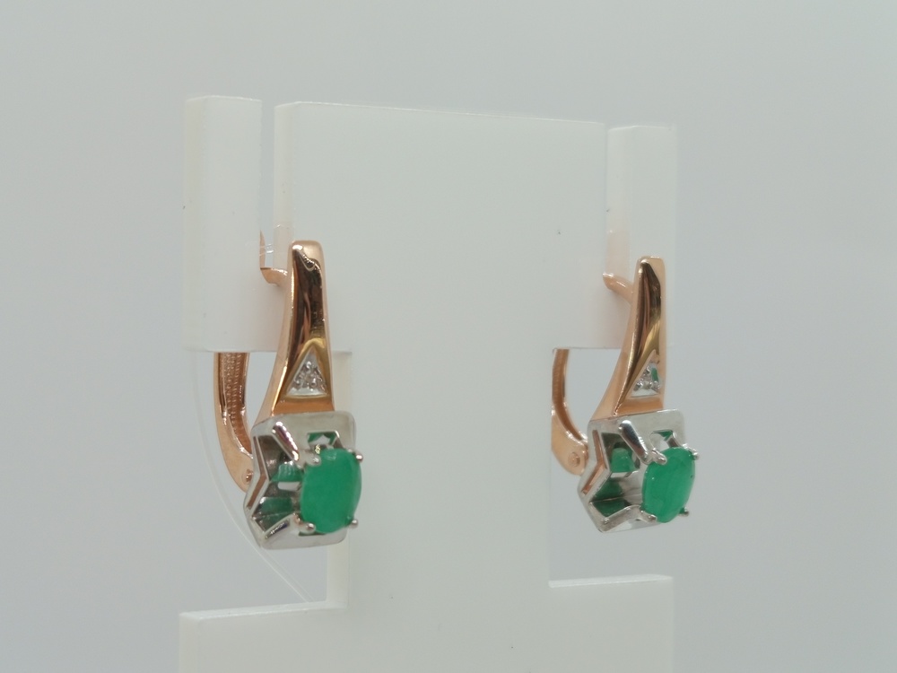 СЕРЬГИ Бриллиант, изумруд (Au 585)