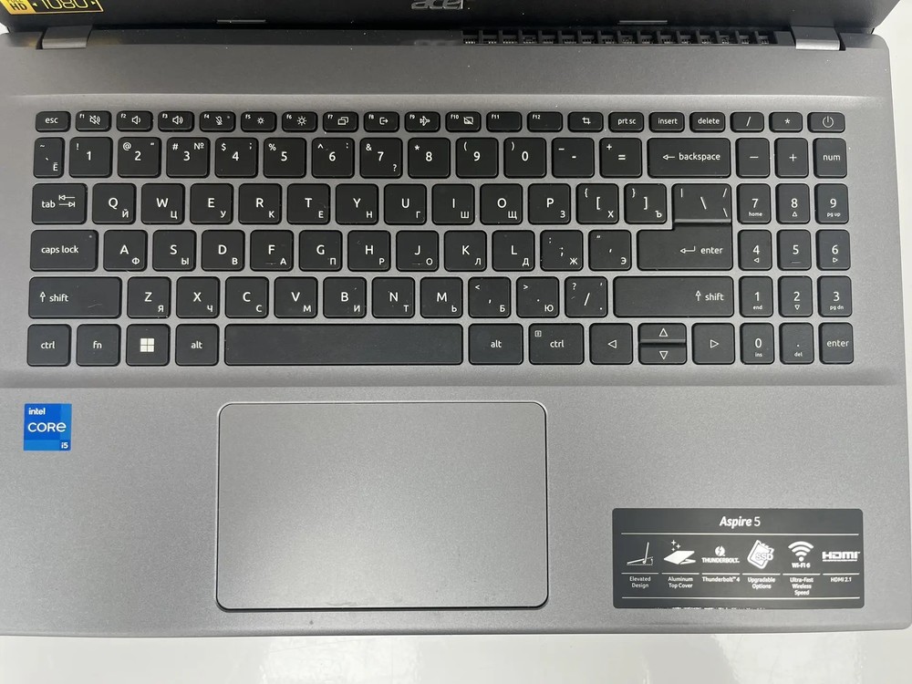 Ноутбук Acer; Core I5-12450H, Intel UHD Graphics, 24 Гб, 512 GB, Нет