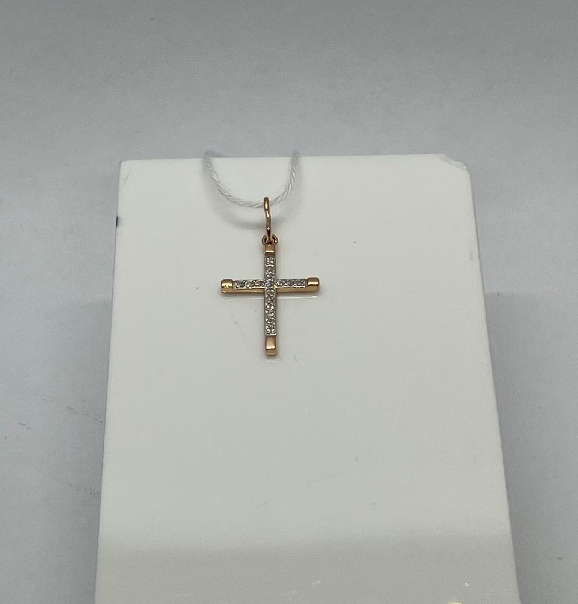 ПОДККИ585 ПОДВЕСКА КРЕСТ С КАМНЯМИ (Au 585)