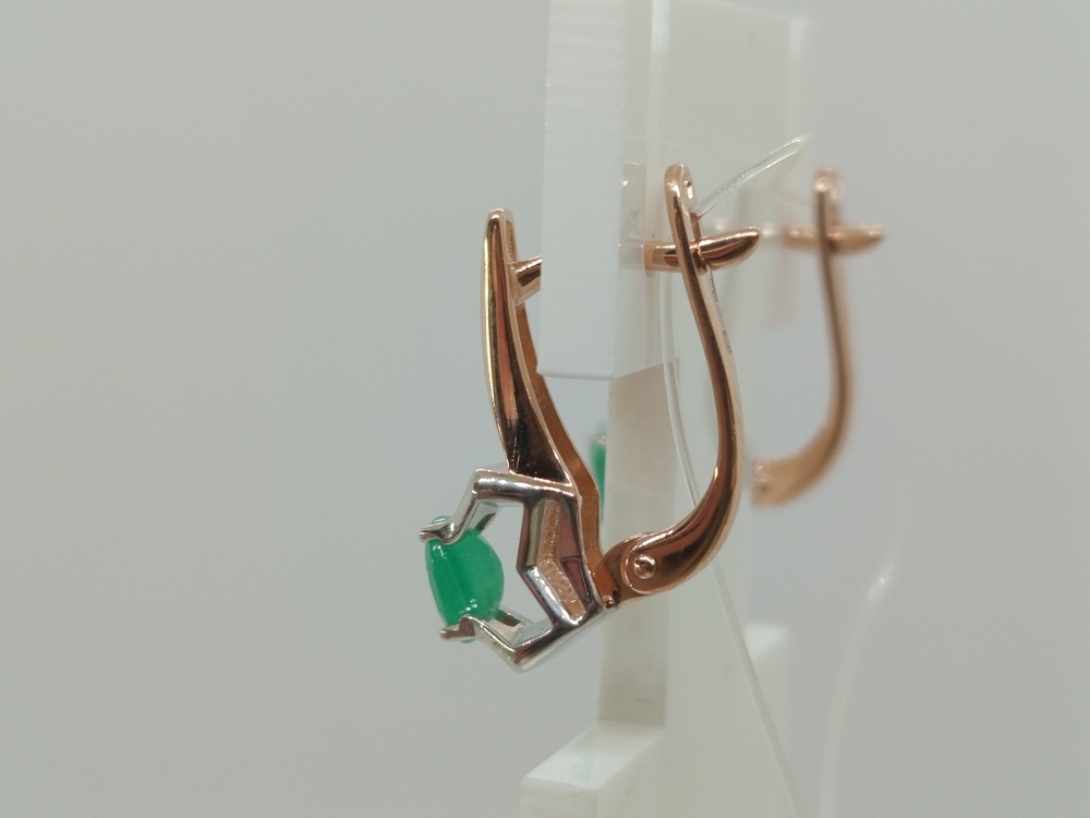 СЕРЬГИ Бриллиант, изумруд (Au 585)