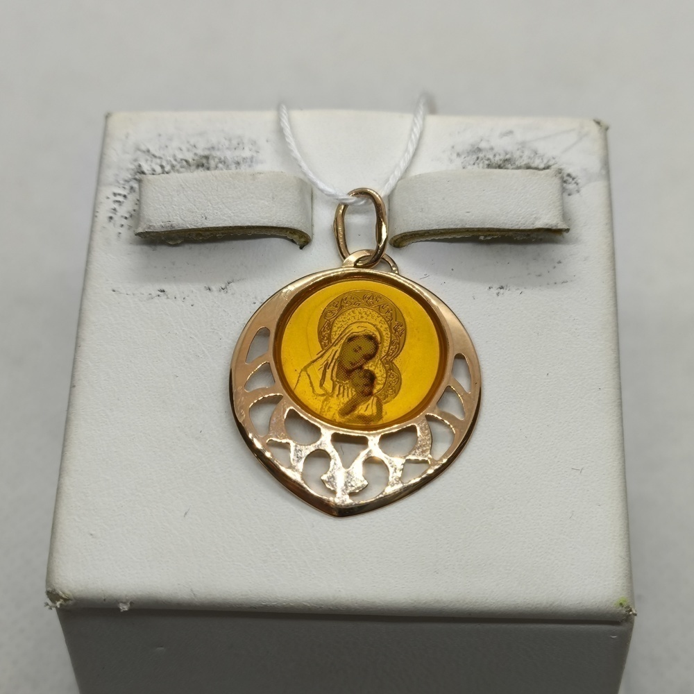 ПОДИКМ585 ПОДВЕСКА ИКОНА С КАМНЕМ (Au 585)