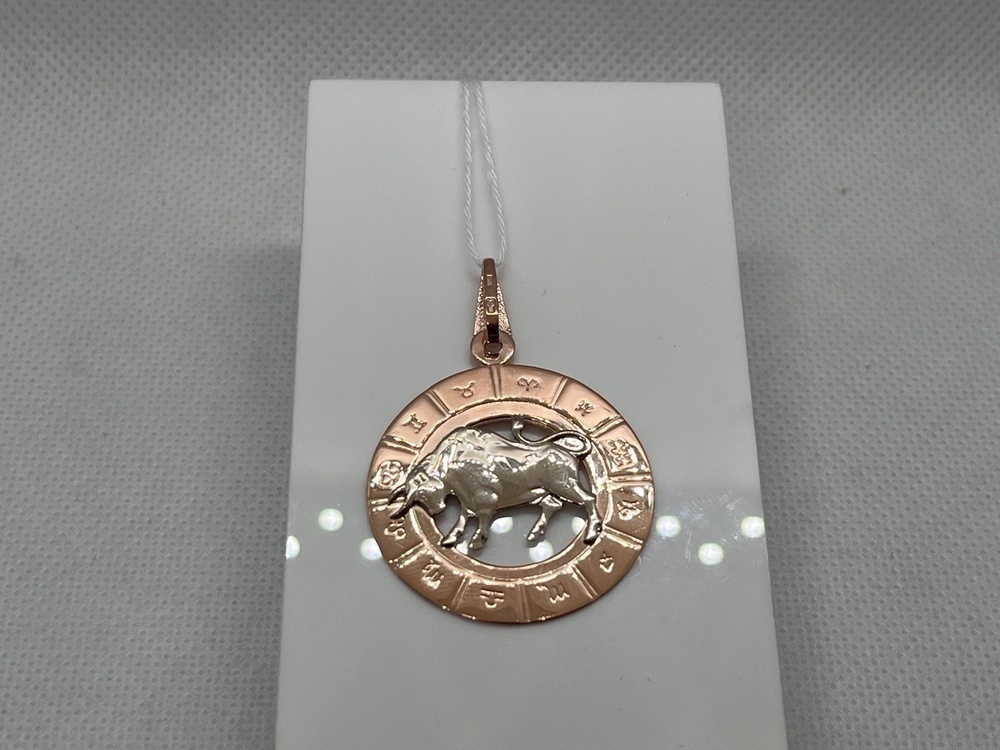 ПОДЗЗТ585 ПОДВЕСКА ЗНАК ЗОДИАКА ТЕЛЕЦ (Au 585)