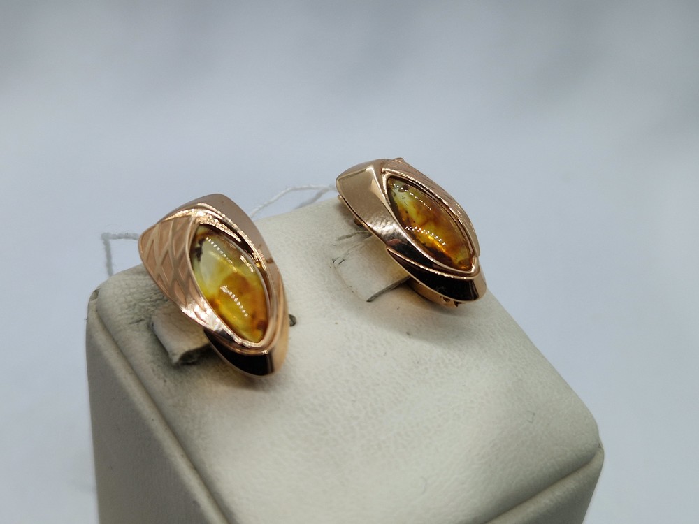 СЕРЬГИ ЯНТАРЬ (Au 585)