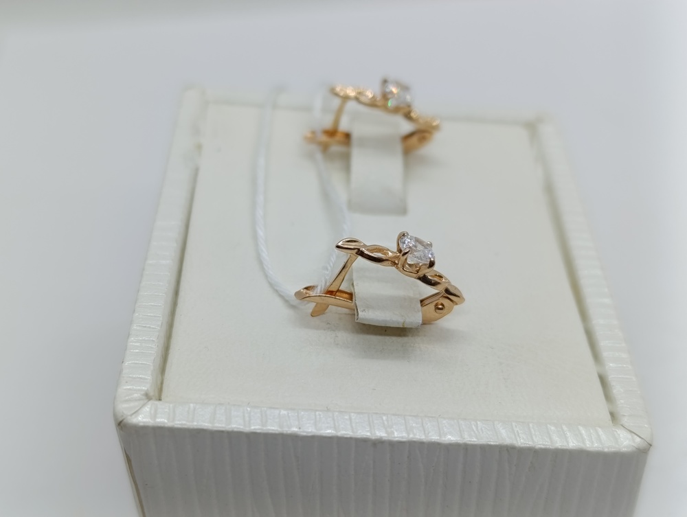 СКМ585 СЕРЬГИ С КАМНЕМ (Au 585)