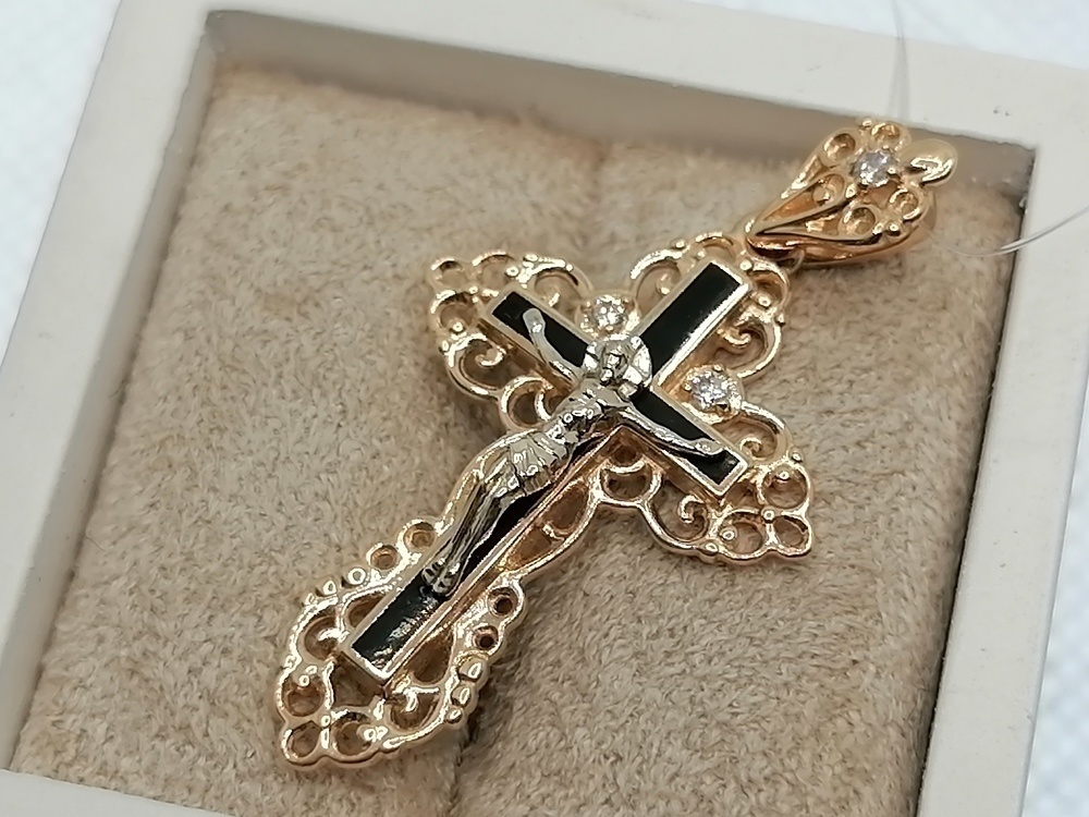 ПОДВЕСКА КРЕСТ с камнями (Au 585)