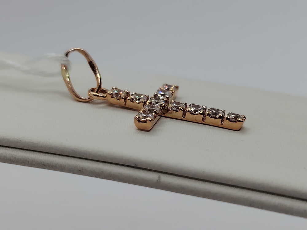 ПОДККИ585 ПОДВЕСКА КРЕСТ С КАМНЯМИ (Au 585)