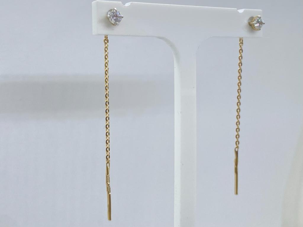 СЕРЬГИ ПЕТЕЛЬКА с камнем (Au 585)