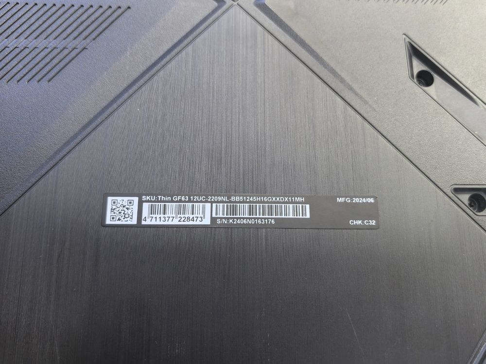 Ноутбук MSI; Core I5-12450H, GeForce RTX 3050, 16 Гб, 500 Гб, Нет