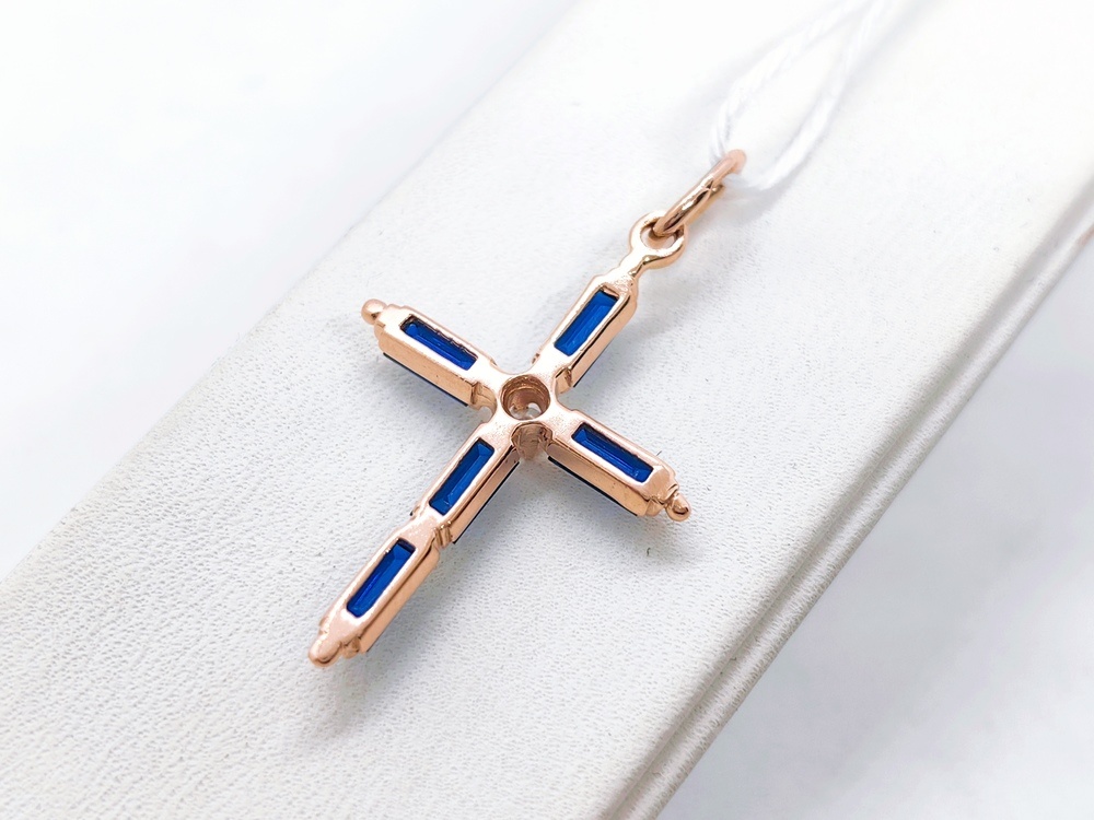 ПОДККИ585 ПОДВЕСКА КРЕСТ С КАМНЯМИ (Au 585)