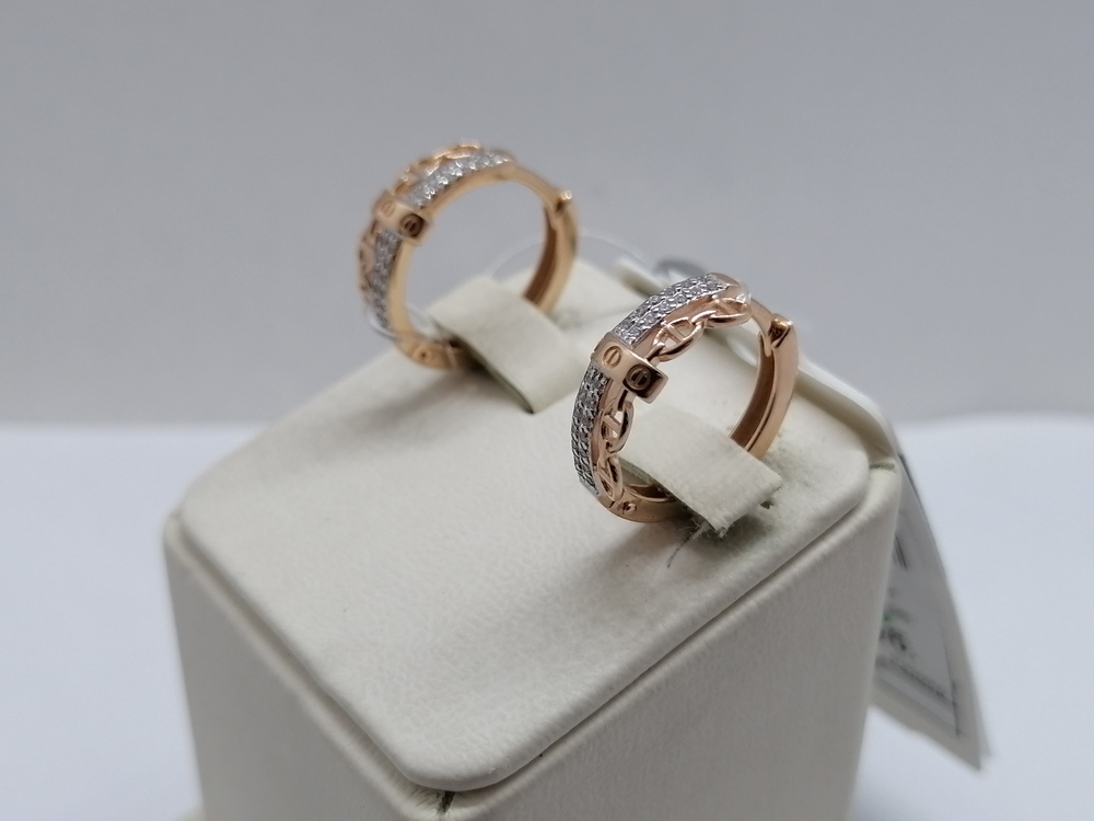 С4928 СЕРЬГИ КОЛЬЦА с камнями (Au 585)
