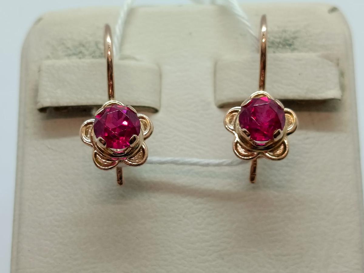 СКМ583 СЕРЬГИ С КАМНЕМ (Au 583)