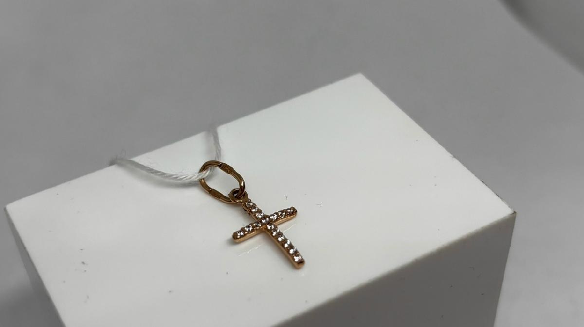 ПОДВЕСКА КРЕСТ С КАМНЯМИ (Au 585)