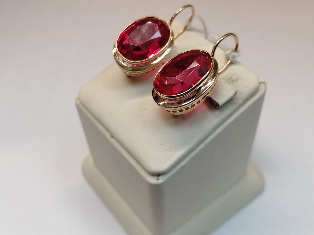 СКМ583 СЕРЬГИ С КАМНЕМ (Au 583)