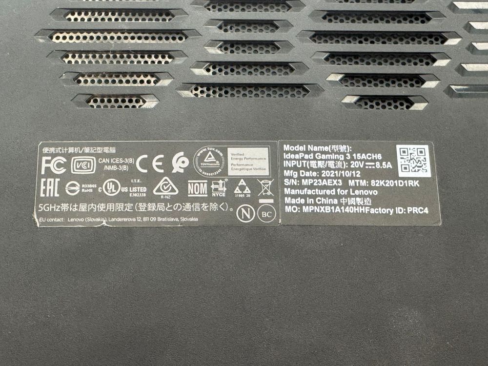 Ноутбук Lenovo; Ryzen 5 5600H, GeForce RTX 3050, 4 Гб, 1 Tb, Нет