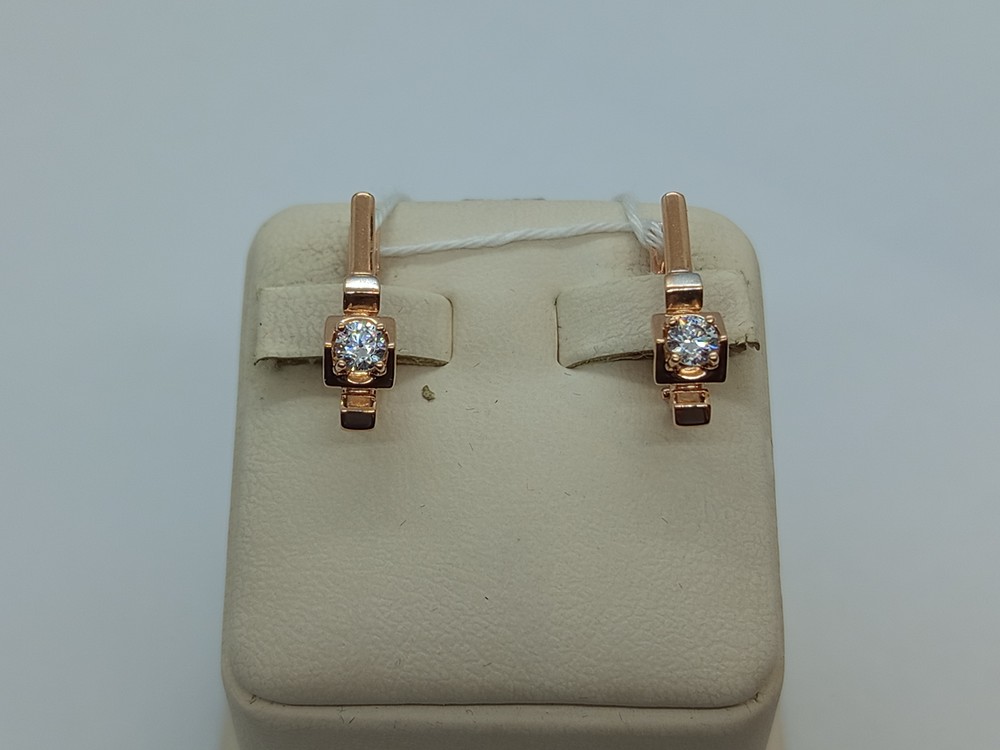 СКМ585 СЕРЬГИ С КАМНЕМ (Au 585)