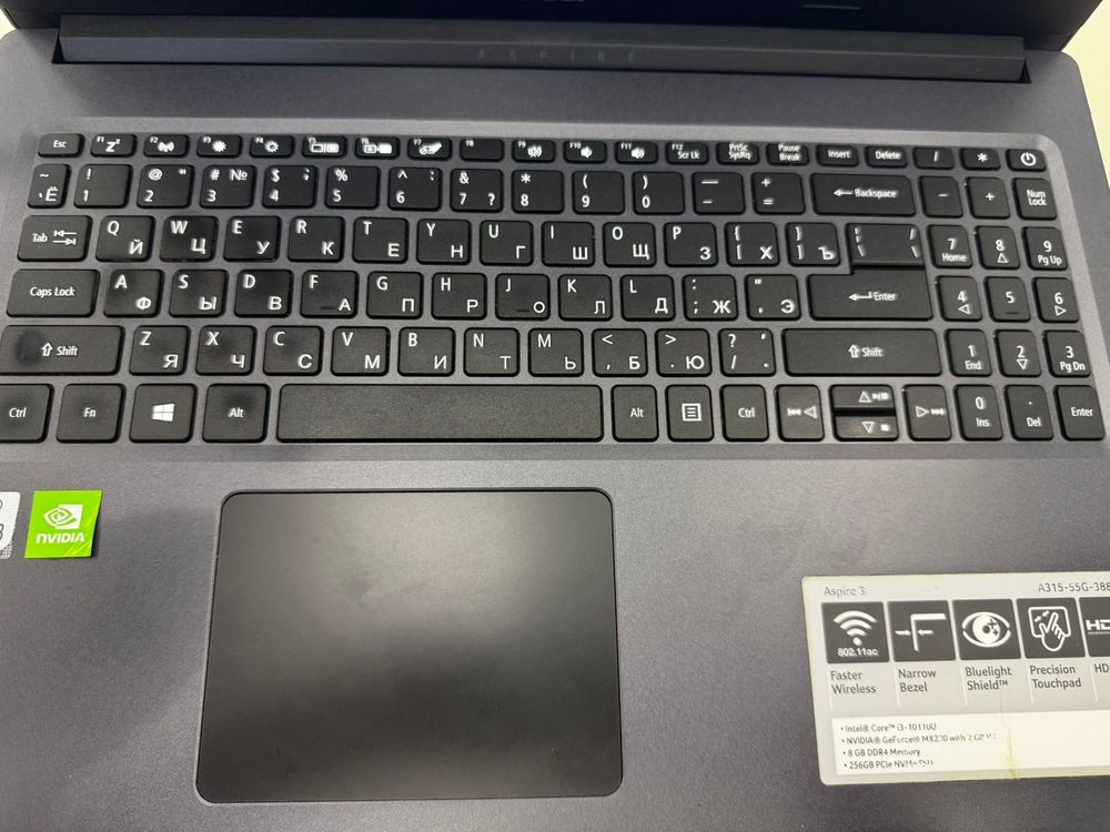 Ноутбук Acer; Core i3-10110U, GeForce MX230, 8 Гб, 120 Гб, Нет
