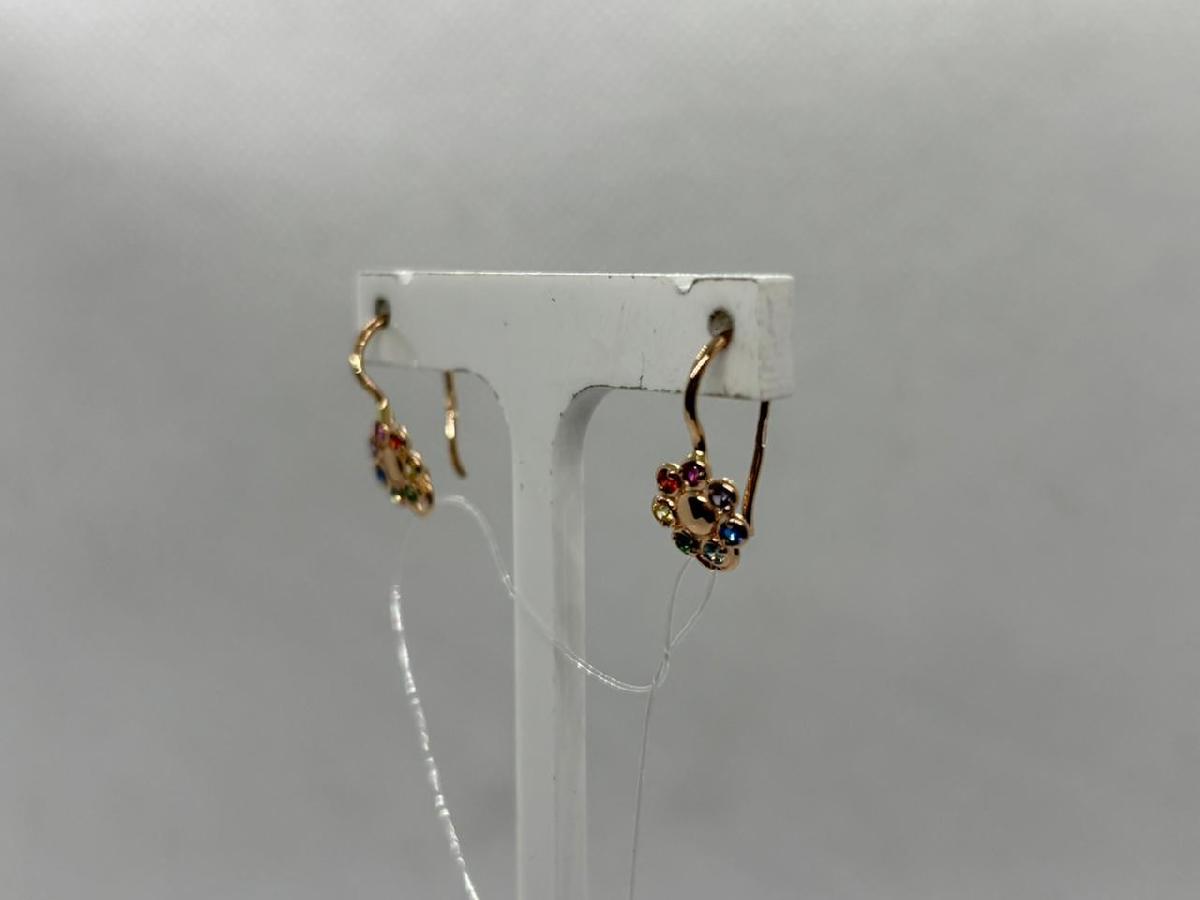 СЕРЬГИ ПЕТЕЛЬКА с камнями (Au 585)