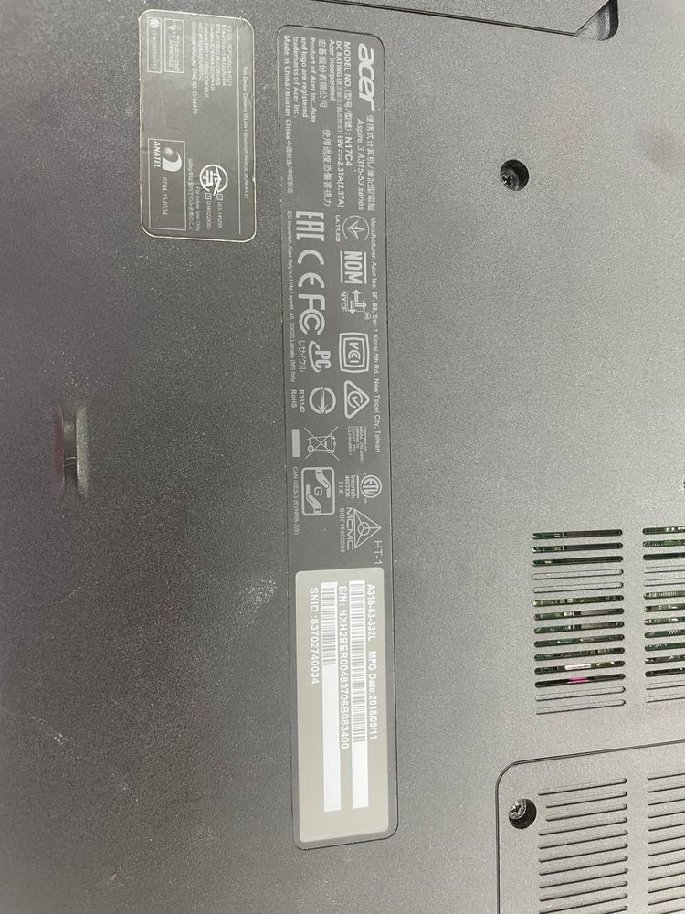 Ноутбук Acer n17c4; Core i3-7020U, Intel HD Graphics 620, 4 Гб, Нет, 750 Гб