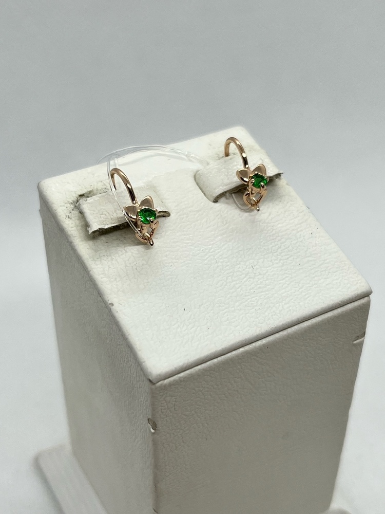 СЕРЬГИ ПЕТЕЛЬКА с камнем (Au 585)