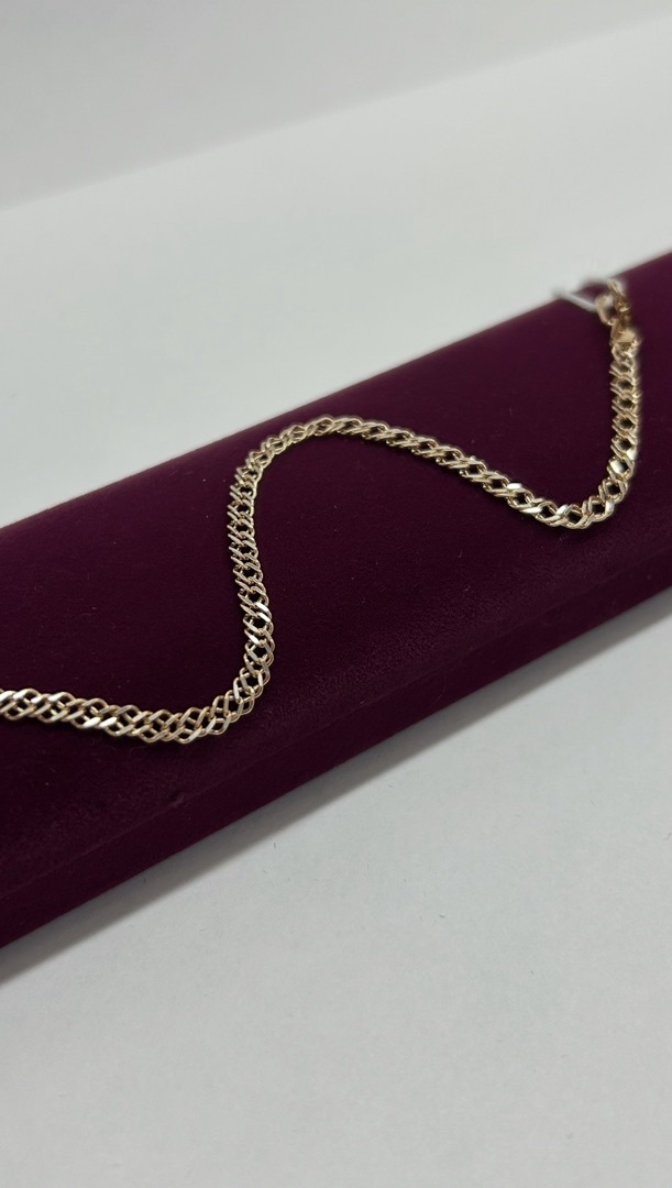 БРАСЛЕТ ПУСТОТЕЛЫЙ Ромб двойной Au 585