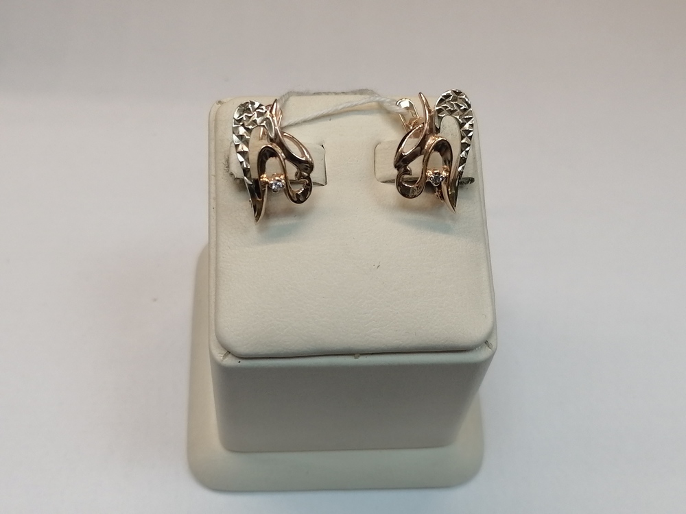 СКМ585 СЕРЬГИ С КАМНЕМ (Au 585)