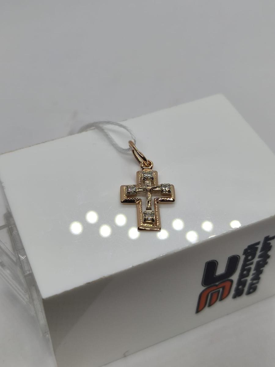 ПОДККИ585 ПОДВЕСКА КРЕСТ С КАМНЯМИ (Au 585)