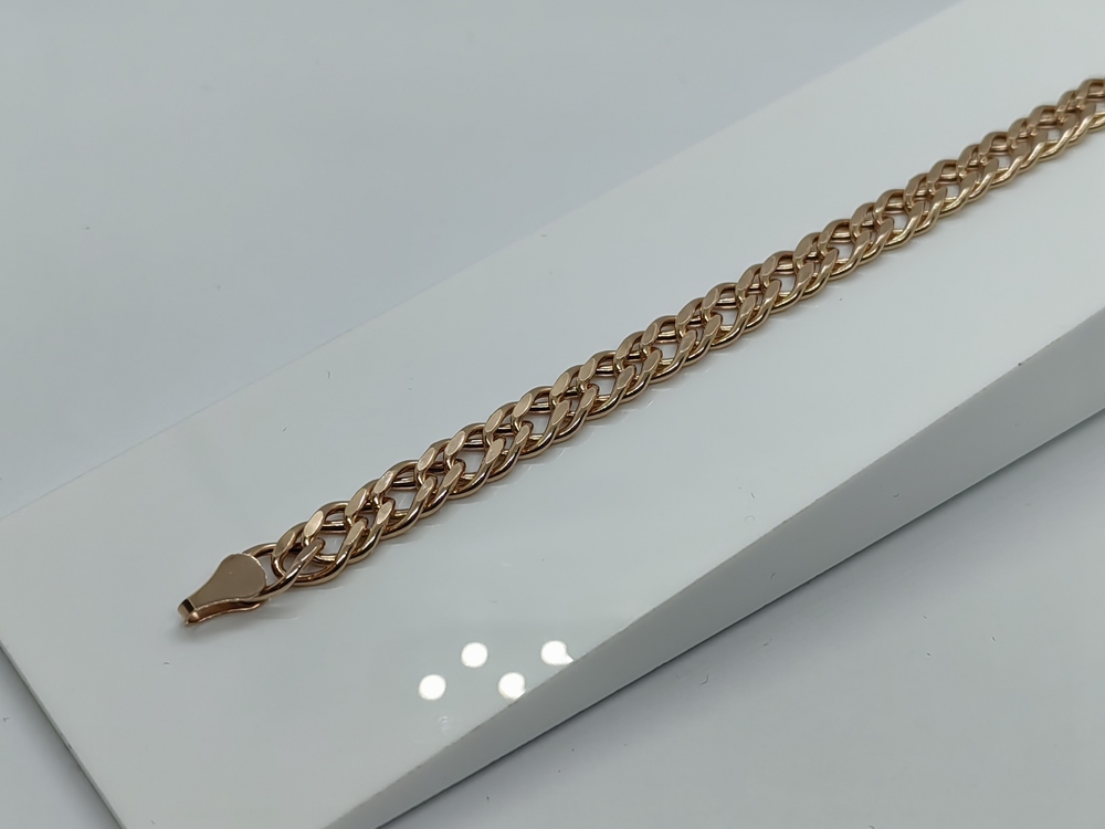 7120154П-20 БРАСЛЕТ ПУСТОТЕЛЫЙ Ромб двойной (Au 585)